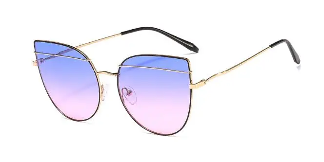 C6 blue pink Новинка, дизайнерские солнцезащитные очки "кошачий глаз", женские модные металлические голубые розовые очки для женщин, уникальные очки Oculos De Sol Gafas - Цвет линз: C6 blue pink