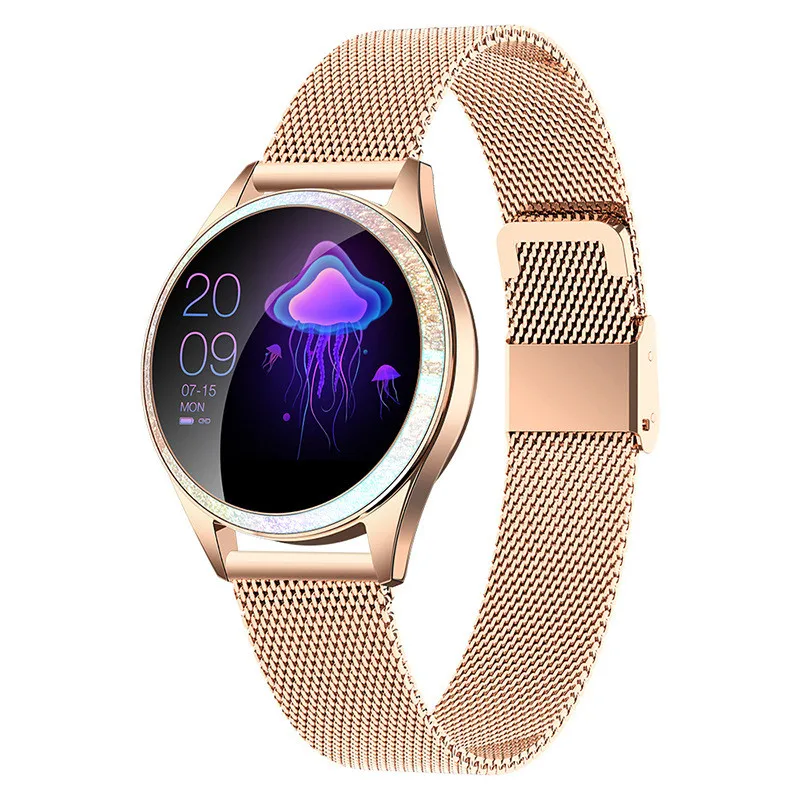 KW20 Smart Watch Women IP68 Waterproof Wristwatch Heart Rate Bluetooth Watch Women Bracelet Lady Watch VS KW10 Smartwatch - Цвет: Золотой