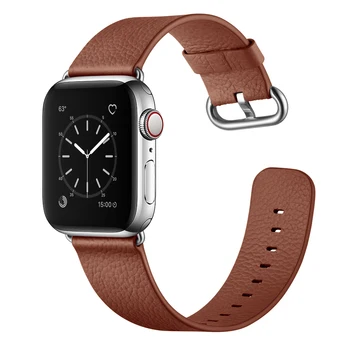 

BEAFIRY Lichi Leather Watch Strap For Apple Watch band 5 44mm for iwatch 38/40/42mm Series 4 3 2 1 Watchband Brown Black Blue