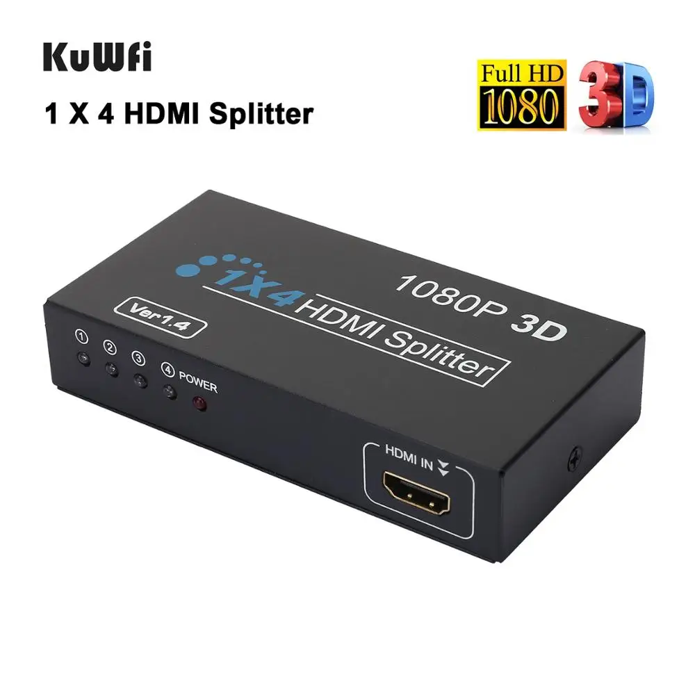 

HDMI Splitter 1 in 4 Out 4K Metal HDMI Switcher Box Supports 3D 4K 30Hz Full Ultra HD 1080P for Xbox PS3/4 PS5 Nintendo Switch