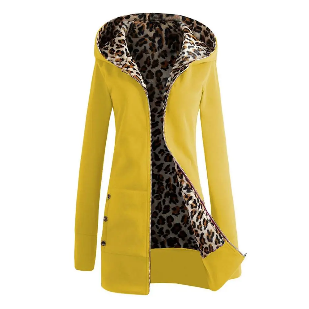 Женское зимнее пуховое однотонное пальто с капюшоном, Женская парка с толстой подкладкой, женская верхняя одежда из хлопка с леопардовым узором, бархатное пальто большого размера
