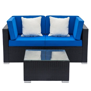 

Fashion Fully Equipped Weaving Rattan Sofa Set 2pcs Corner Sofas 1Pcs Coffee Table Free 2xpillow Rattan Sofa Set For Home Garden