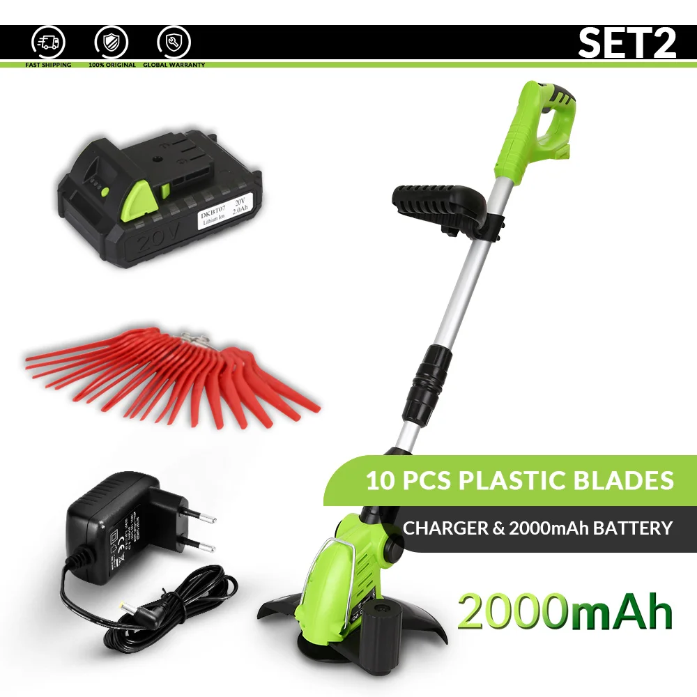 SET 2 DEKO DKGT06, 20 в, электрический беспроводной триммер для травы, обрезные кусачки с литиевой батареей емкостью 1500 мА · ч, инструменты для дома и сада своими руками - Цвет: SET 2