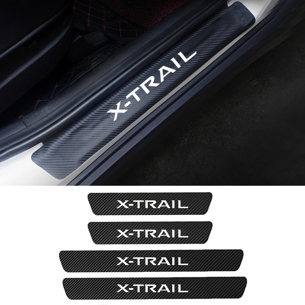 4 шт. кожаные защитные наклейки на пороги автомобиля для Nissan X Trail T32 T30 T31 Qashqai J10 J11 2007 2019 2020 аксессуары|Лепнина
