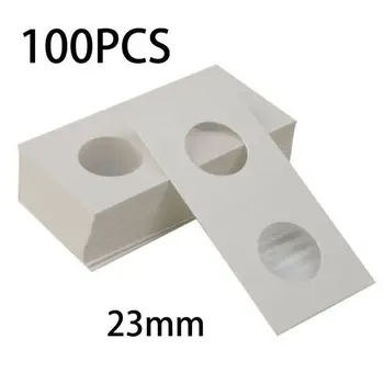 

100pcs Square Paper Cardboard Coin Holder Penny Cent Paper Coin Holders Storage Clip Case for Coins 23/27.5mm