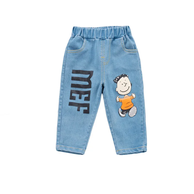 

New Spring Children Fashion Clothes Boy Girls Elastic Band Jeans Pants Kids Baby Cotton Clothing Infant Autumn Casual Trousers
