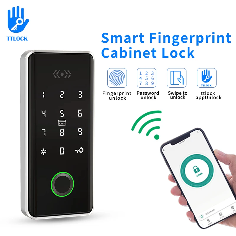 TTLOCK Bluetooth App Control Fingerprint Drawer Lock RFID 13.56Mhz For Spa Swimm