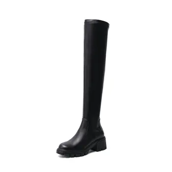 

2020 New Fashion Brand Stretch Genuine Leather Shoes Women Over The Knee Boots Sexy Autumn Winter Women Boots Shoes