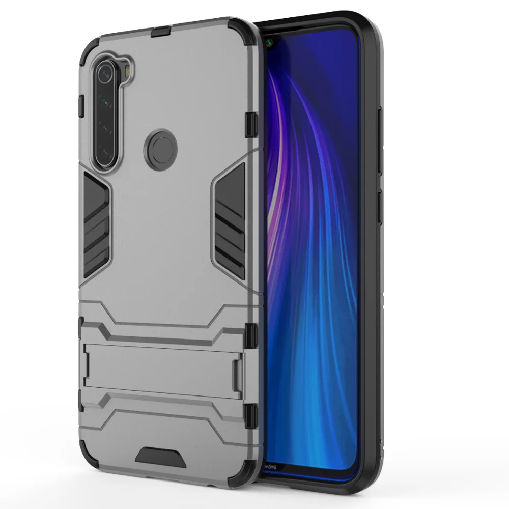 Ударопрочный PC+ силиконовый чехол для Xiaomi Redmi Note 8, задняя крышка для телефона Xiaomi Redmi Note8, защитный чехол с подставкой