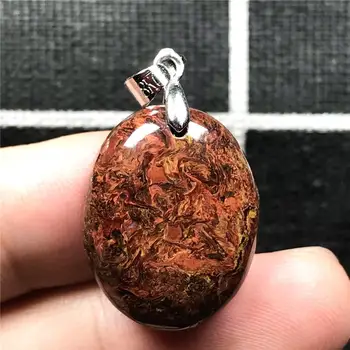 

Natural Yellow Red Pietersite Pendant Jewelry For Woman Lady Man Crystal 21x17x7mm Oval Beads Silver Namibia Energy Stone AAAAA