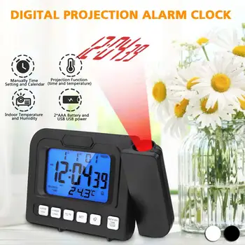 

Projection Alarm Clock Digital Date Snooze Function Backlight Projector Desk Table Led Clock With Time Projection