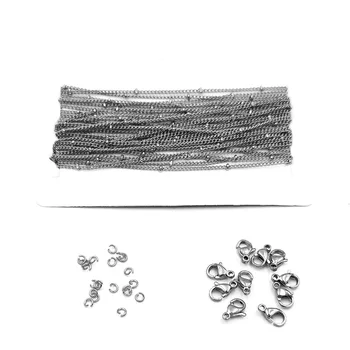 

2m Stainless Steel Tube Beaded Cable Link Clip Beads Chain Lobster Clasp Open Ring DIY Anklet Necklaces Bracelet Jewelry Making