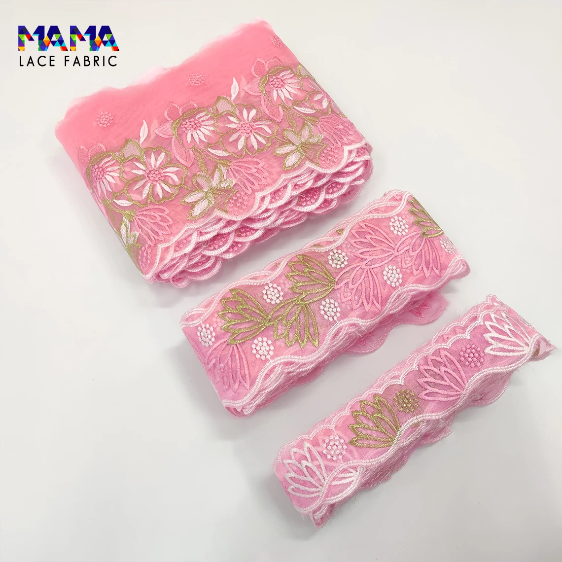 

15 Yards 2021 Latest African Lace High Quality Textile Fabric Printing Ribbons For Needlework For Net Lace Trim Sewing Material