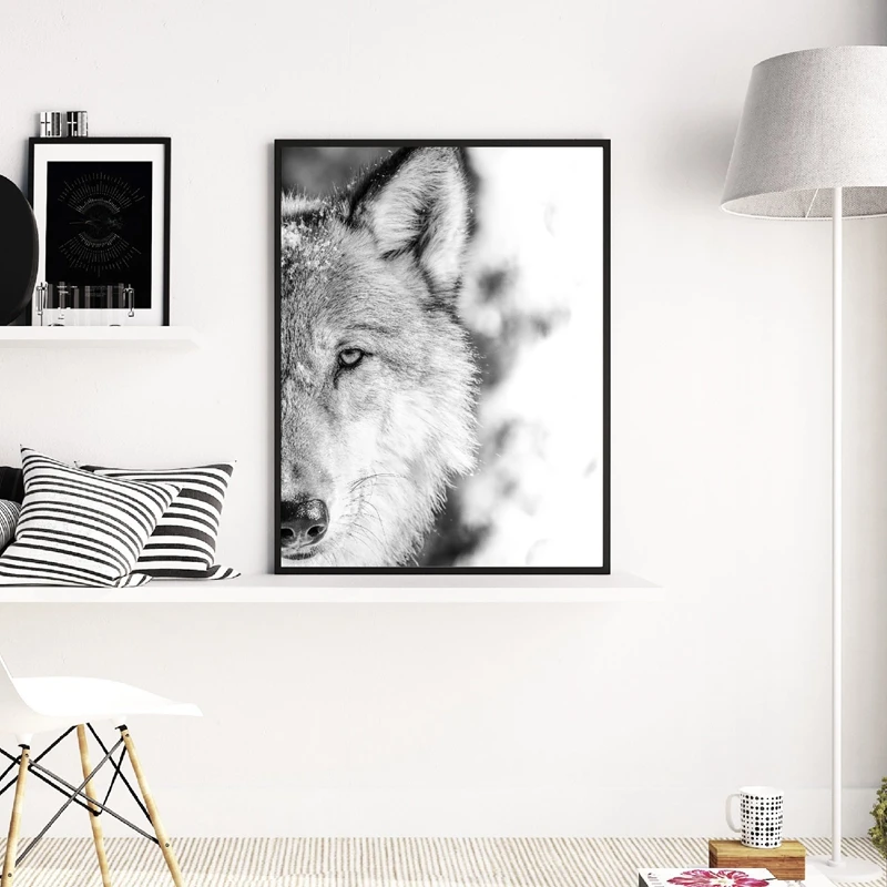 Black-White-Wolf-Print-Forest-Animal-Photography-Poster-Wilderness-Wall-Art-Canvas-Painting-Wall-Picture-Living (2)