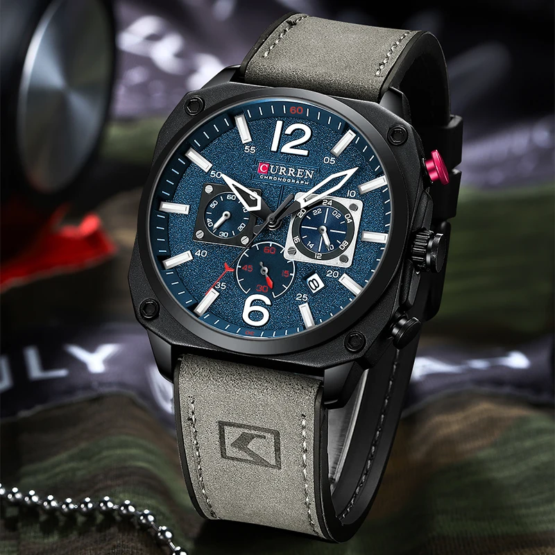 

CURREN Watch Top Brand Luxury Mens Fashion Leather Quartz Watches for Men Luminous Chronograph Date Clock Casual Sports Watch