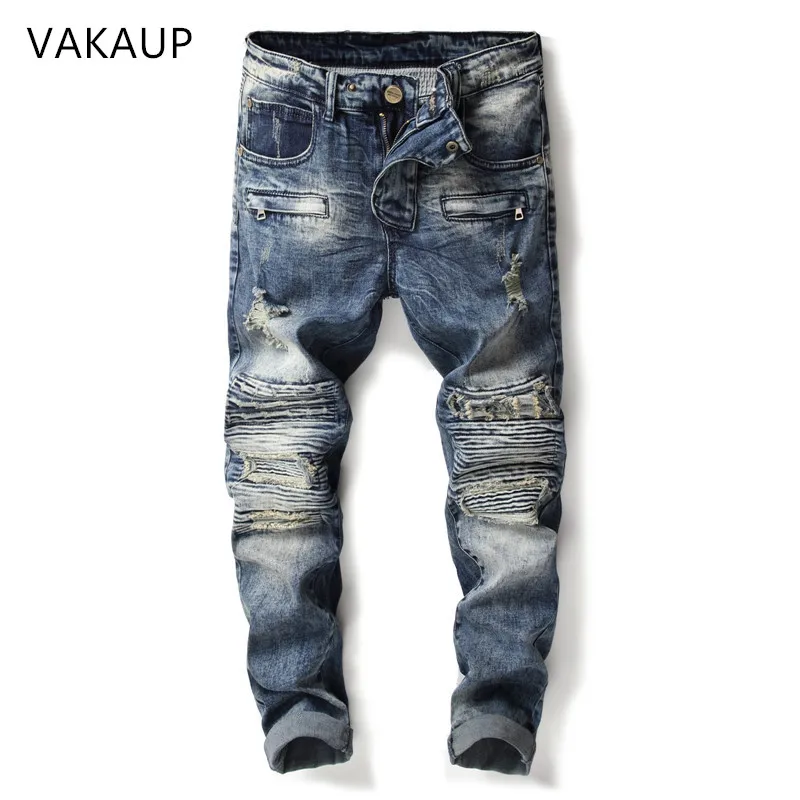 

2020 Mens Clothing New Fashion Ripped Jeans Men Patchwork Hollow Out Printed Beggar Cropped Pants Man CowboysPants Male