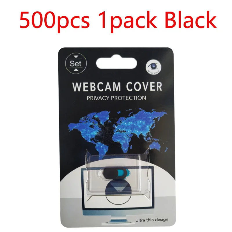500pcs 1pack Black 100-1000 шт Заказная продукция печать логотипа универсальная веб-камера крышка ультра тонкий затвор слайдер крышка объектива камеры с упаковкой - Цвет: 500pcs 1pack Black