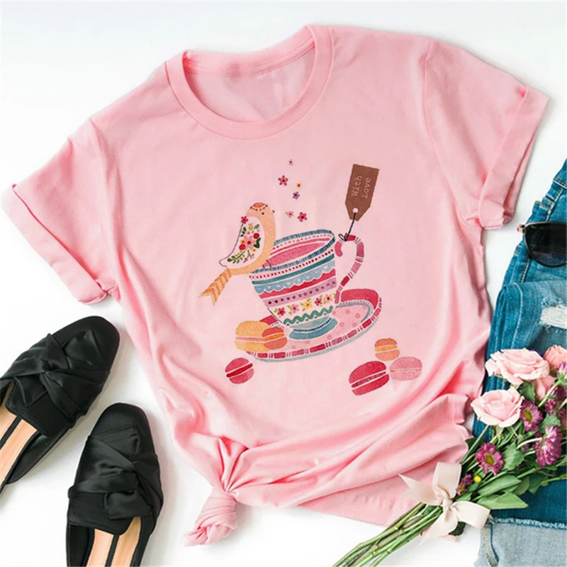 ZOGANKIN New Ice Cream Cute Cartoon Women Pink T shirt Harajuku Kawaii Spring Summer Tshirt Casual Tumblr Outfit Fashion Tops chrome hearts t shirt Tees