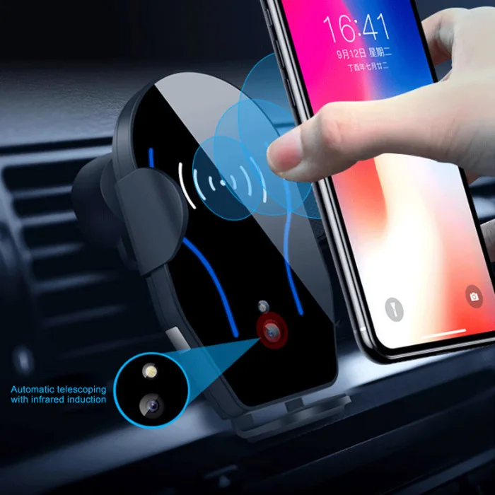 Новая автомобильная автоматическая Зажимная клипса держатель для телефона с креплением на вентиляционное отверстие, беспроводное зарядное устройство для смартфона