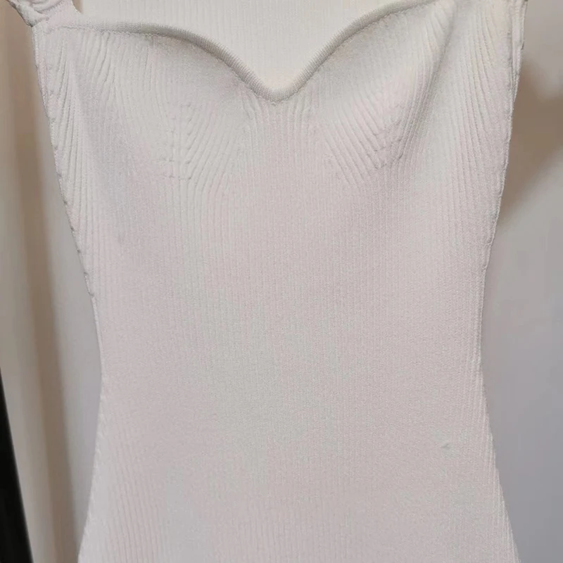 TWOTWINSTYLE Vntage Slim Knitting Women Dress Square Collar Short Sleeve High Waist Midi Dresses For Female Fashion 2020 Clothes