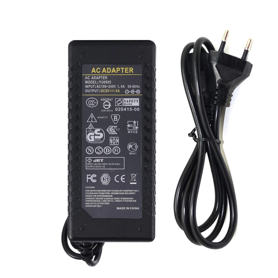 Светодиодный Питание адаптер AC/DC 5V 5A для светодиодный полосы лампы освещения светодиодный Мощность драйвер штепсельной вилки