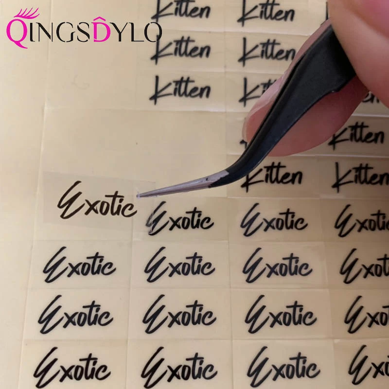 100ps Custom Eyelashes Label Sticker Handmade Clear Transparent Vinyl PVC Private Logo Seal Sticker Adhesive Labels