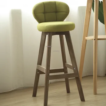 

Solid wood creative high chair European-style bar chair front desk retro non-rotating bar stool simple bar chair tall