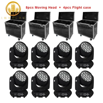 

IMRELAX Hot Sale 8pcs 19*15W RGBW 4in1 LED Moving Head Light Perfect Zoom Wash Moving Head Light With Flight Case