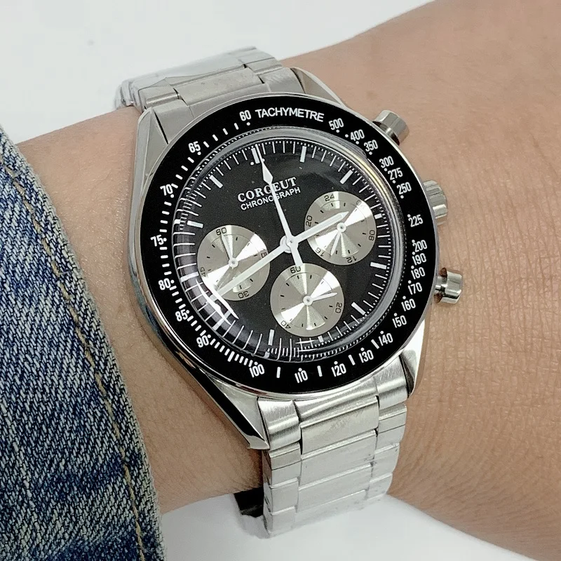 

40MM Watch Men's chronograph Quartz Sport 24 hours Multifunction Top Brand Luxury Full Steel Men Watch