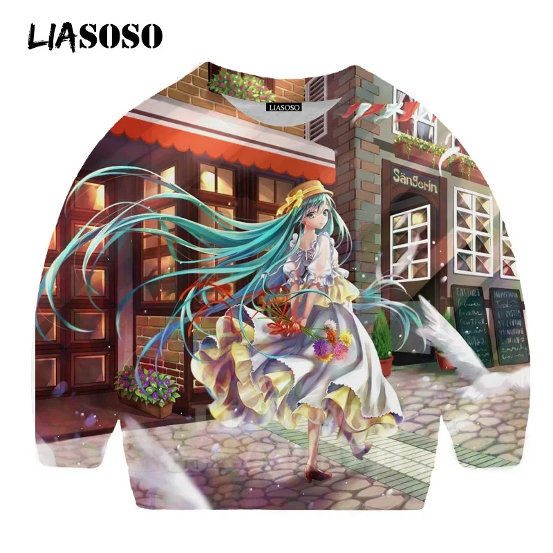 LIASOSO детей толстовки 3D принт аниме девочка Hatsune Толстовка Miku музыки детей мальчиков и девочек с круглым вырезом в стиле «хип-хоп» Детский свитер для подростков B174 - Цвет: 18