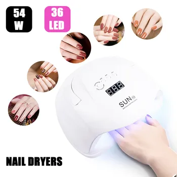 

LED 54W UV Nail Dryer UV LED Nail Lamp Gel Polish Curing Gel Lamp with Bottom 30s/60s Timer LCD Display Lamp for Nail Dryer