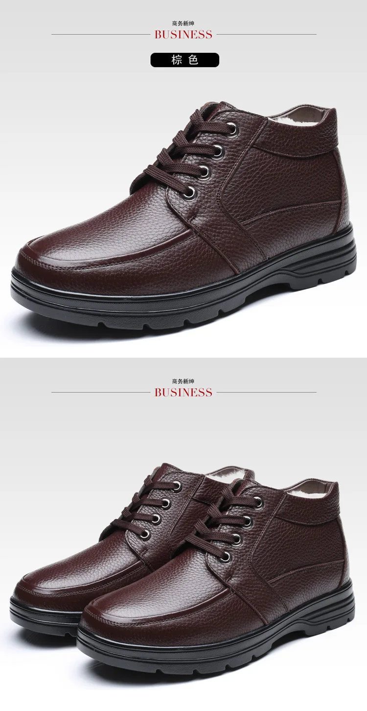 Winter Men Genuine leather Boots High quality Thick wool male super warm snow boots Oxfords men Non-slip cotton Shoes boot