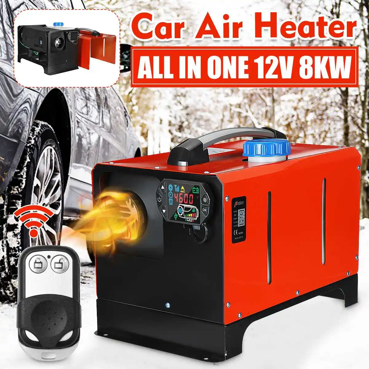 

All in One Unit 1 to 8KW 12V Car Heating Tool Diesel Air Heater Single Hole LCD Monitor Parking Warmer For Car Truck Bus Boat RV