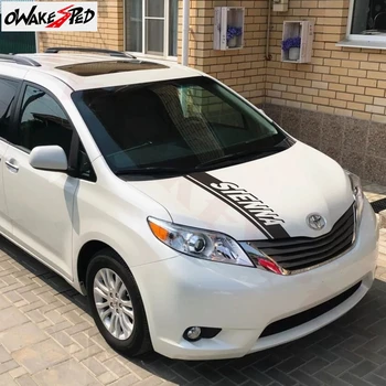 

Car Bonnet Hood Sticker For-Toyota SIENNA Racing Sport Stripes Styling Auto Engine Cover Decor Stickers Vinyl Decals Accessories