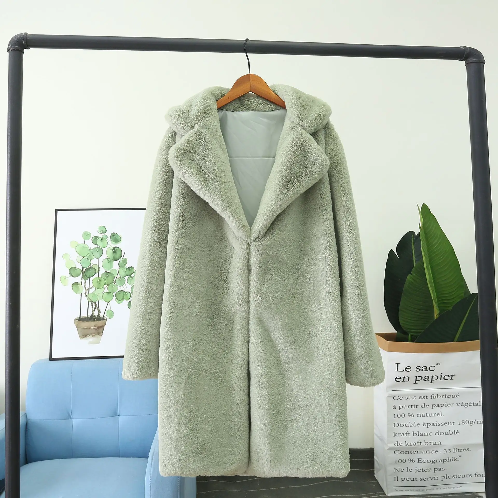 Зимнее женское высококачественное пальто из искусственного кроличьего меха роскошное длинное меховое пальто Свободное пальто с отворотом женское плюшевое пальто размера плюс 4XL