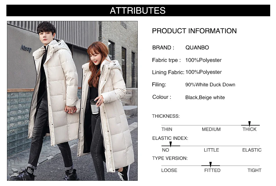 Men's Women Winter Long Down Coat 2021 New Coed White Thick（Winter) Keep Warm Fasshion Hooded Korean Casual Lovers Coat rab coat