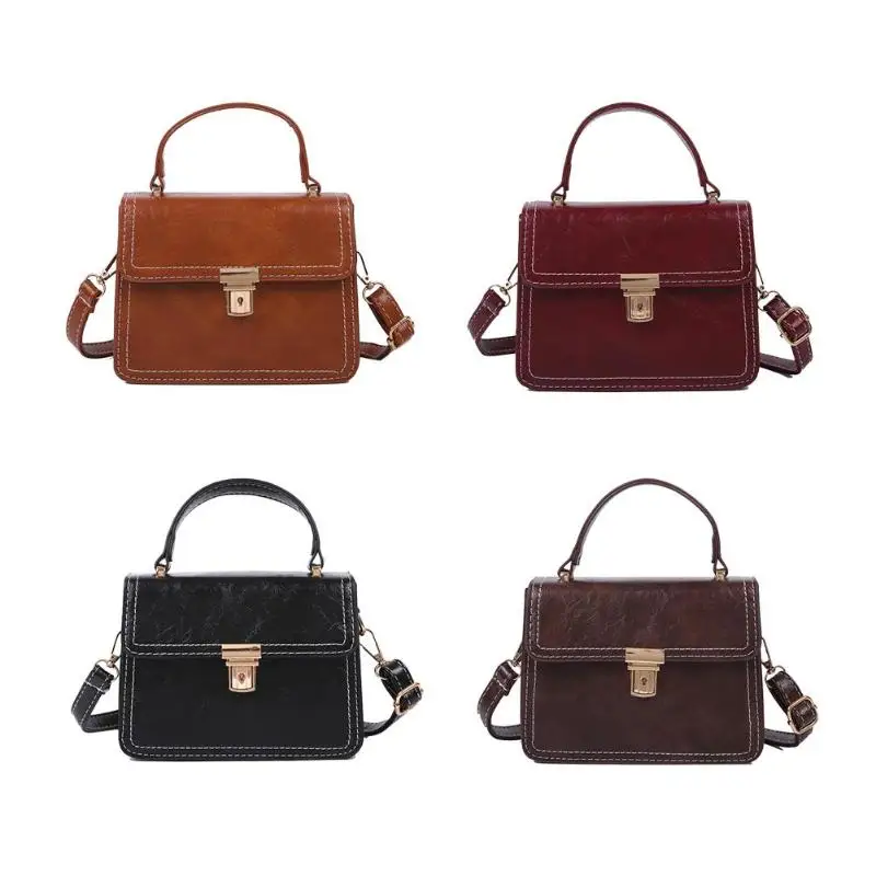 

Messenger Sling Bags Hot Selling Comfortable Exquisite Durable Retro PU Leather Women Solid Button Simple Shoulder Handbag