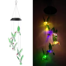 Солнечный Hummingbird свет ветра колокольчики лампа Изменение цвета болтающийся СВЕТОДИОДНЫЙ многоцветный Солнечный ветер Спиннер садовое украшение ночник