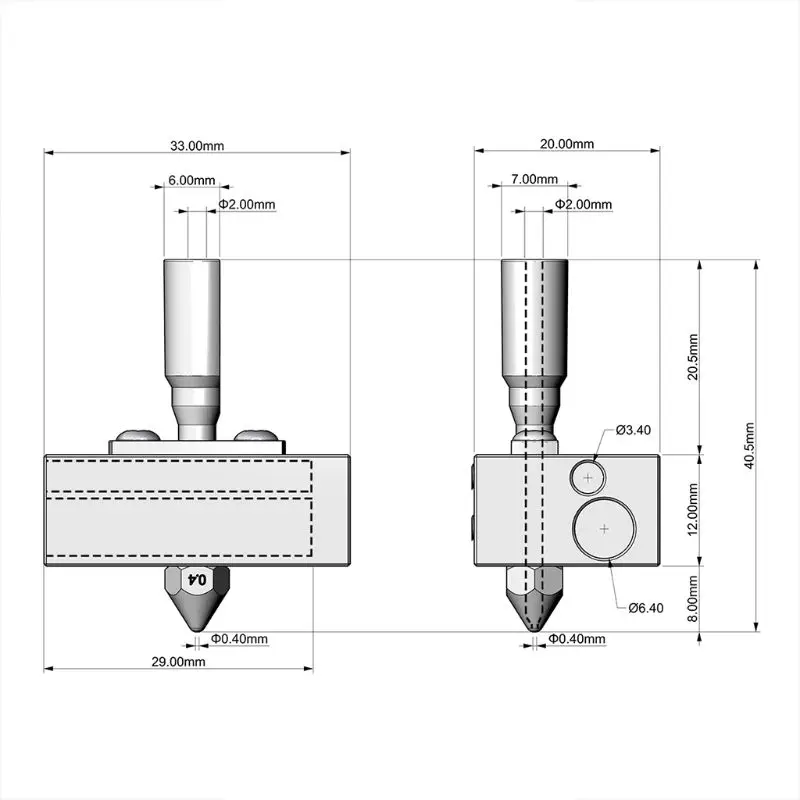 1Set Hot End 0.4 Millimetri Ugello V2 Hotend Estrusore Kit Per Zortrax M200 3D Stampante K92C