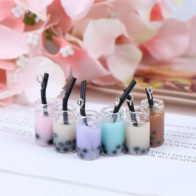 

New 2pcs Cups Toy Mini Decoration Gift 1:12 Resin Dollhouse Mini Lemon Milk Tea Water Cup Miniature Dollhouse Accessories Random