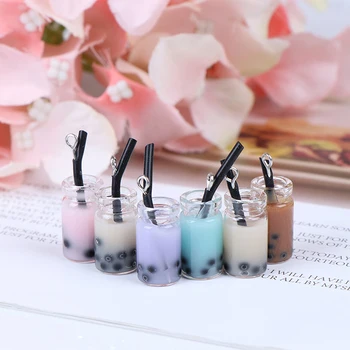 

New 2pcs Cups Toy Mini Decoration Gift 1:12 Resin Dollhouse Mini Lemon Milk Tea Water Cup Miniature Dollhouse Accessories Random