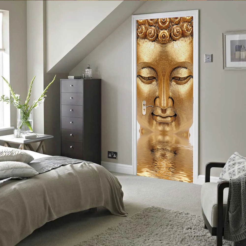 

3D creative Buddha statue door stickers wall stickers self-adhesive waterproof removable