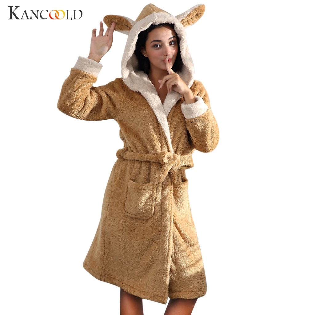 Зимняя теплая Пижама KANCOOLD для взрослых с капюшоном кроличьими ушками флисовая