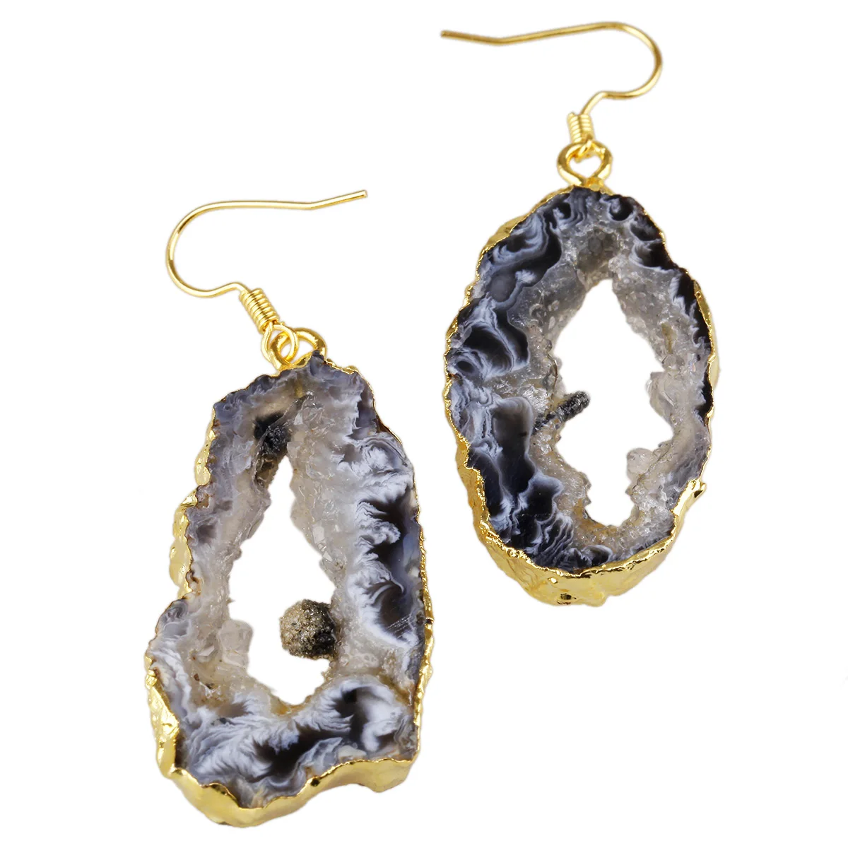 

Irregular Geode Druzy Agate Dangle Earring Healing Reiki Gold Color Drop Earring Women Jewelry Fashion Girls Gift