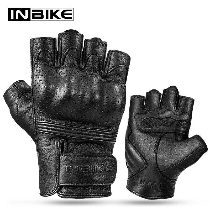 Перчатки INBIKE мужские кожаные мотоциклетные перчатки без пальцев дышащие для