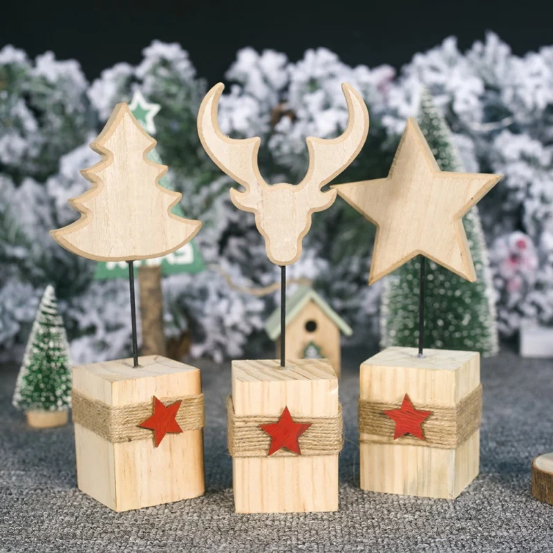 

Novelty Wooden Mini Desktop Star Elk Shape Christmas Tree Ornaments Home Decoration Decor For Girls And Boys