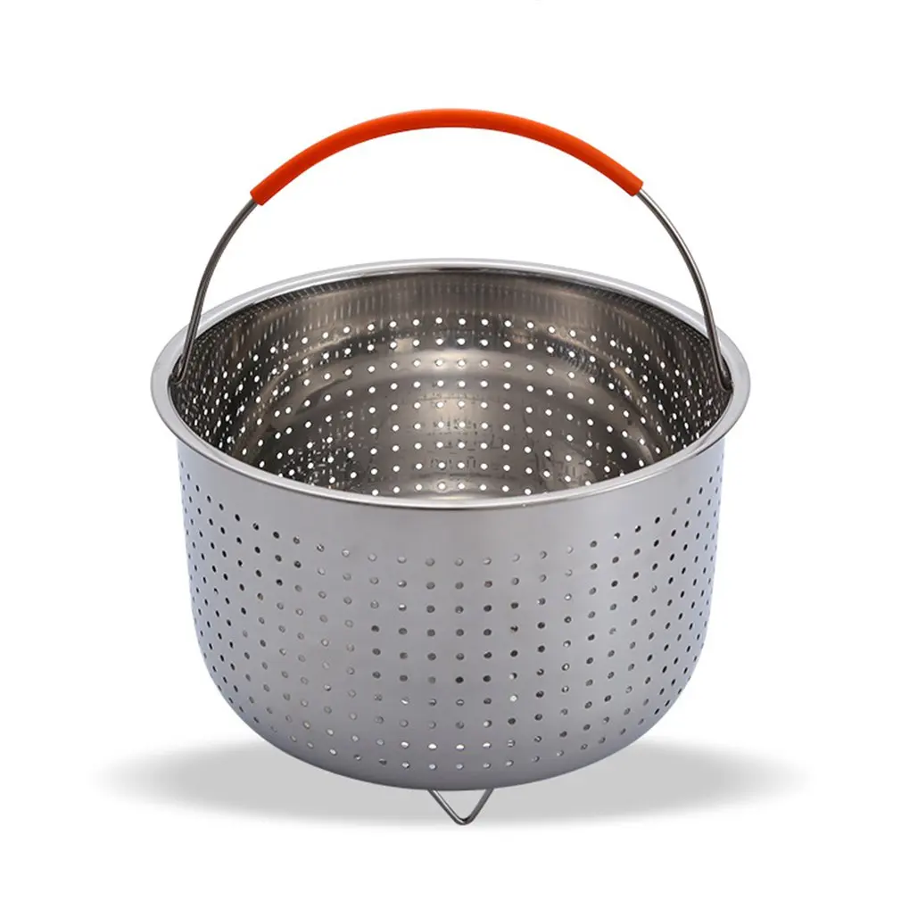 8Qt Утолщенная Многофункциональная Корзина из нержавеющей стали для фруктов с силиконовой ручкой, Паровая корзина для скороварки - Цвет: 8Qt