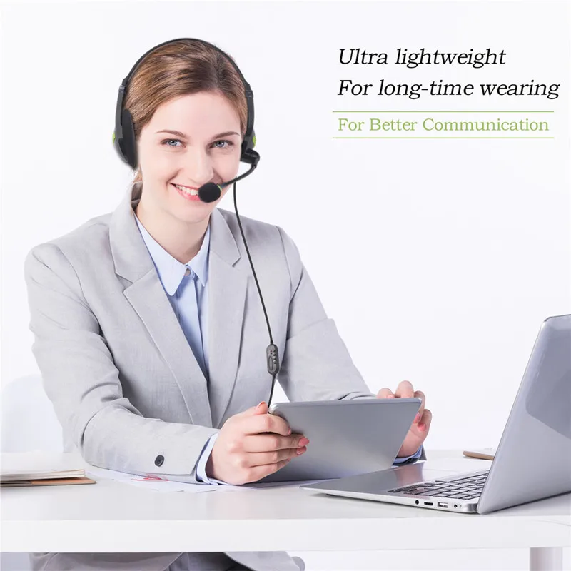 USB Computer Headset Wired Headphones with HD Mic Stereo Official Working Home Gaming Earphones for PC Laptop Mac School Kids