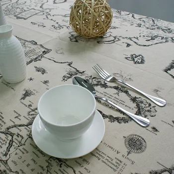 

World Map Print Cotton Table Cloth Wholesale Flax Drape Universal Tablecloth a Generation of Fat Factory Direct