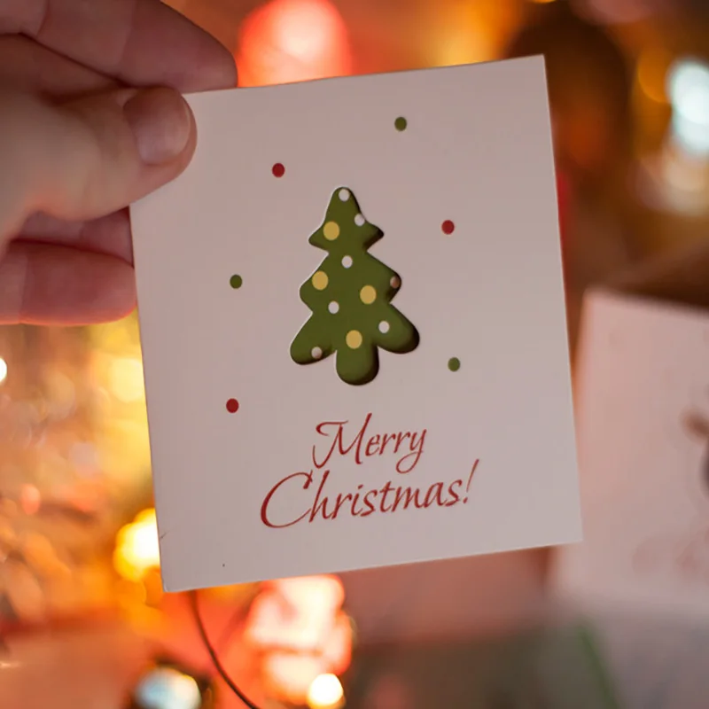 12 шт. креативные рождественские маленькие поздравительные открытки Детские Мини рождественские вечерние поздравительные открытки Новогодняя открытка Подарочная открытка